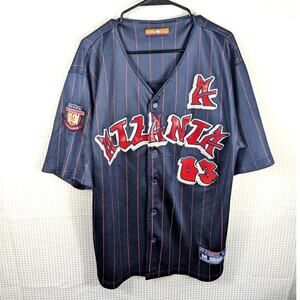 Veezo XL Jersey Shirt Mens Atlanta 03 Hip Hop Y2K Pinstripe Embroidered Rare